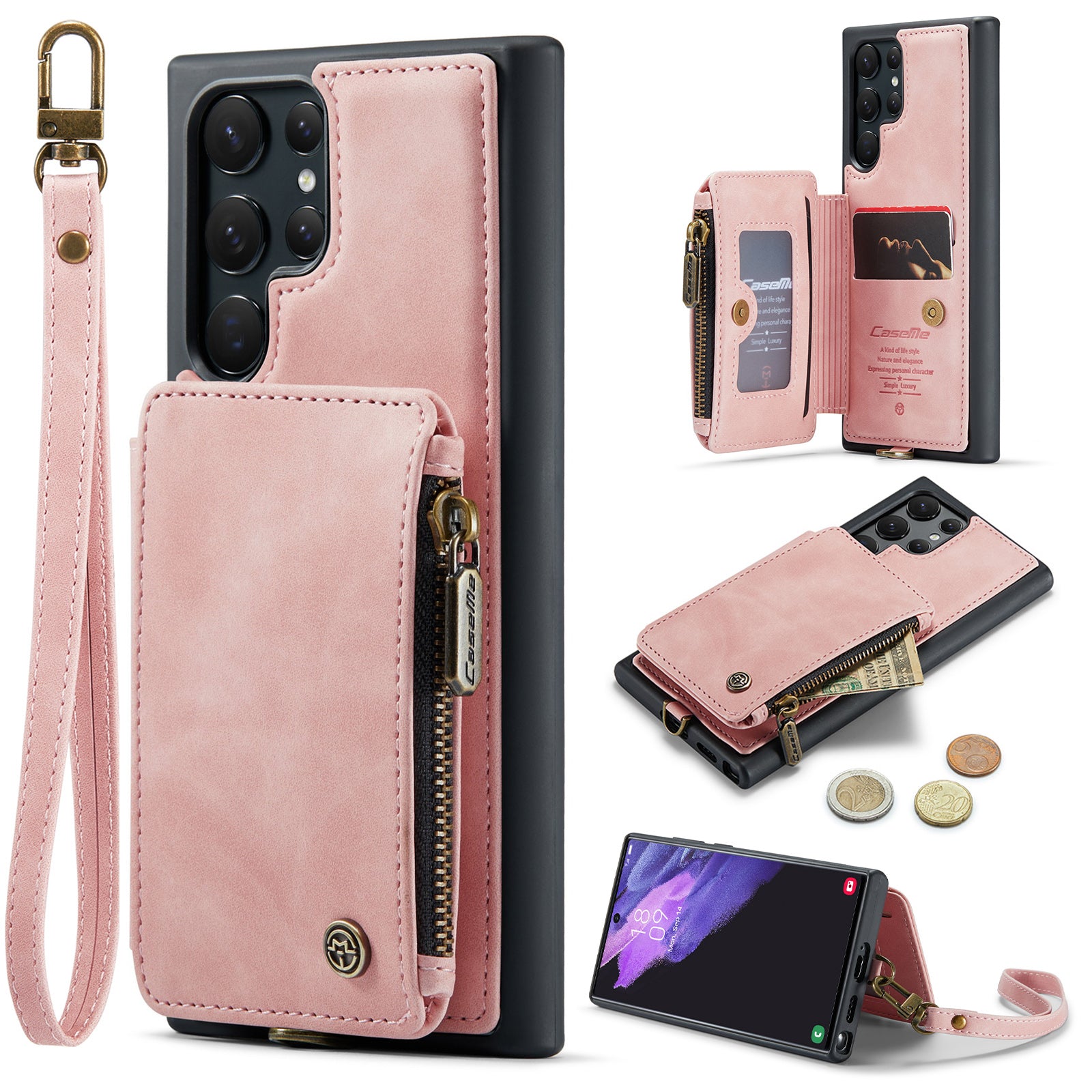 CASEME C20 Series Anti-drop Phone Case for Samsung Galaxy S23 Ultra RFID Blocking Zipper Pocket Protective Phone Cover Wallet Kickstand CASEME C20 Series Anti-drop Phone Case for Samsung Galaxy S23 Ultra RFID Blocking Zipper Pocket Protective Phone Cover Wallet Kickstand